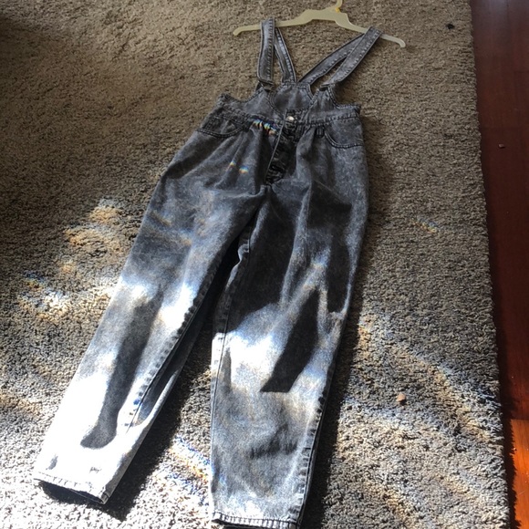 London Clothing Co. Denim Washed Black Overalls Size Medium - Picture 2 of 9